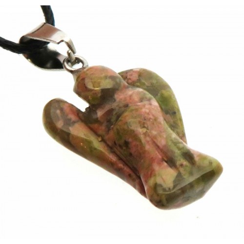 Unakite Gemstone Carved Angel Pendant